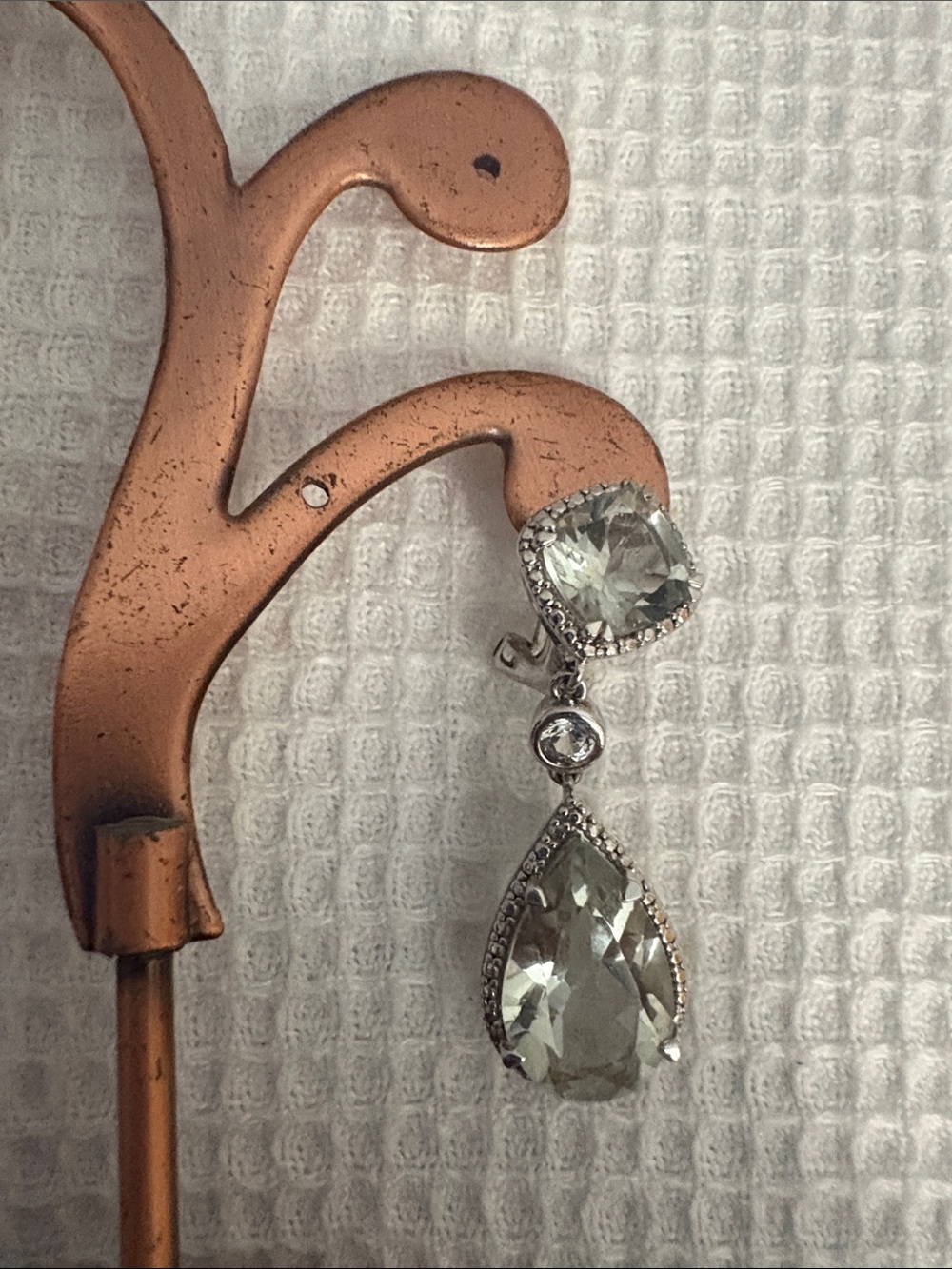 Praisiolite Teardrop Dangle Earrings - Sterling Silver - Picture 8 of 8